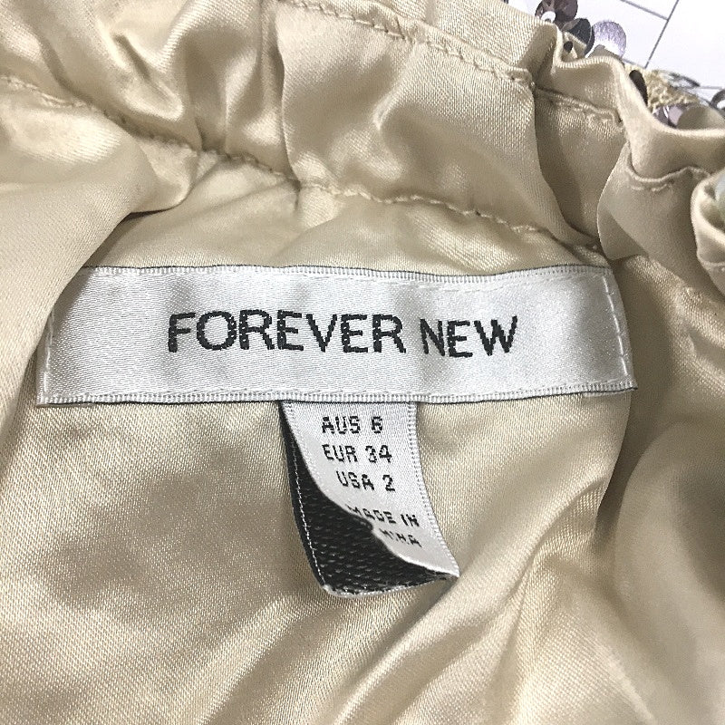 Forever New Silver Short Sleeve Sequin One-Shoulder Mini Dress Ladies Size AU 6