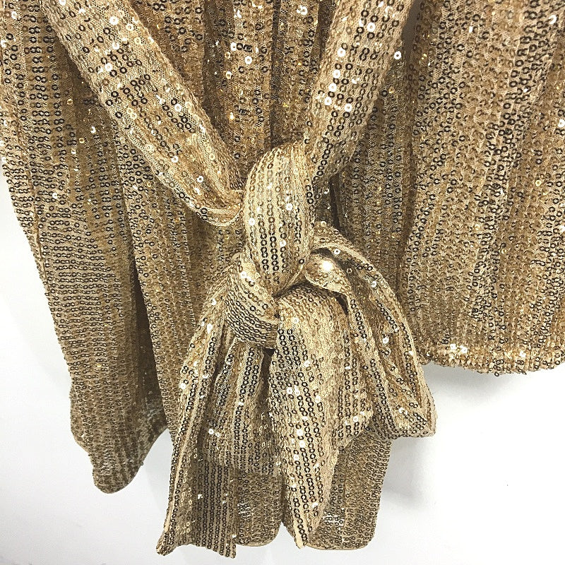 Forever New Gold Sequin Long Sleeve One-Shoulder Mini Dress Ladies Size AU 6