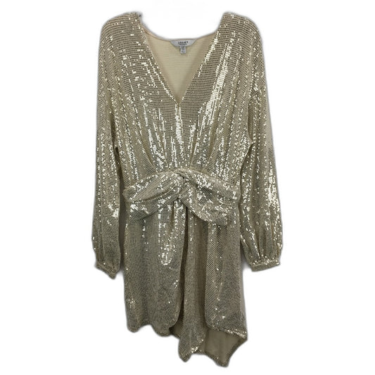 Ever New Light Gold Sparkly Long Sleeve Mini Party Dress Ladies Size AU 12 NEW