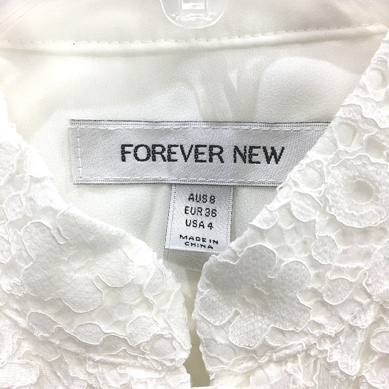 Forever New White Lacy Top Black Bottom Straight Leg Jumpsuit Ladies Size AU 8