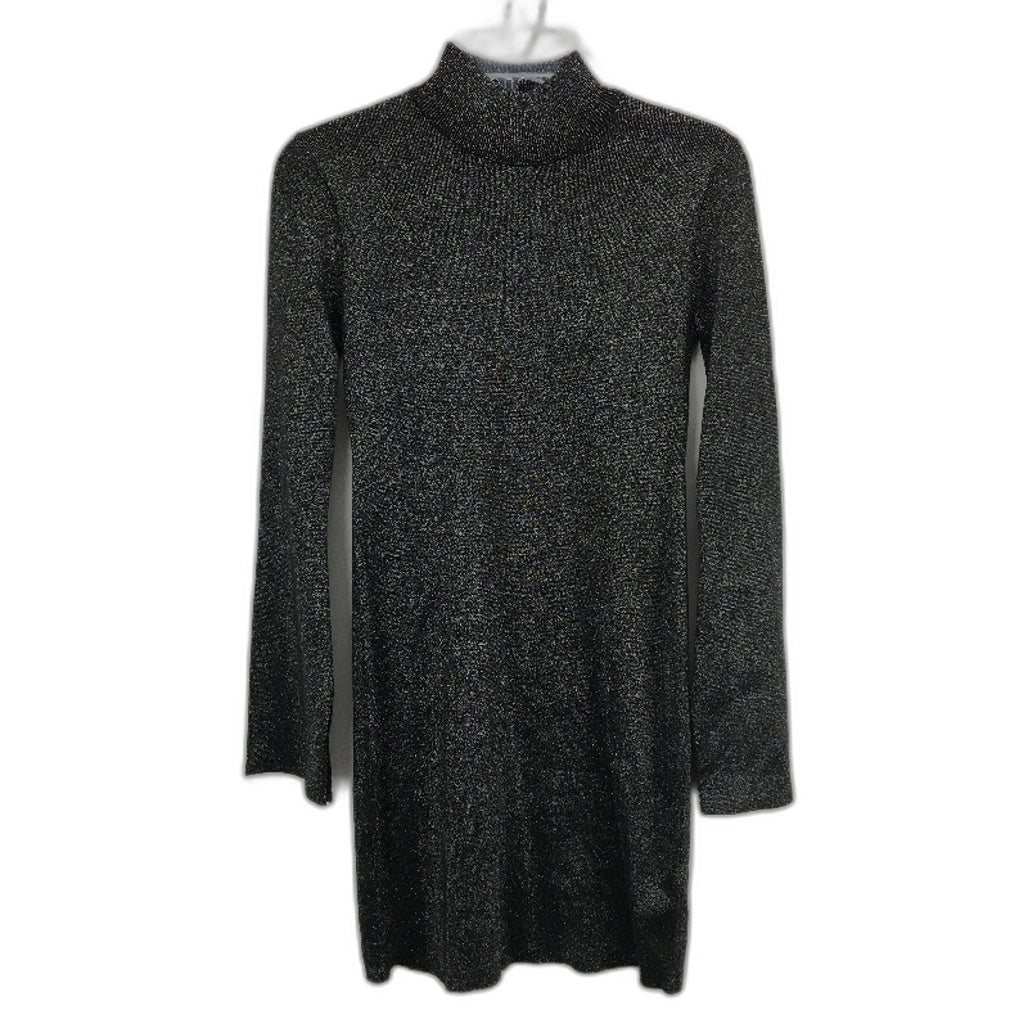 Forever New Black Sparkly Turtle Neck Bodycon Mini Dress Ladies Size AU 8