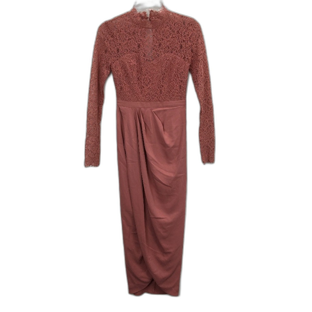 Forever New Ever After Rose Pink Patterned Long Sleeve Midi Dress Ladies Sz AU 4