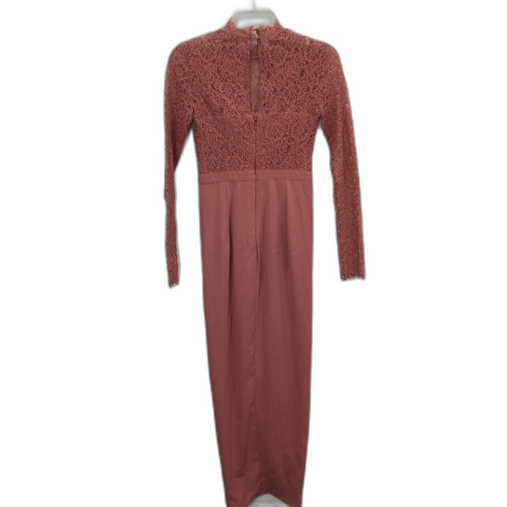 Forever New Ever After Rose Pink Patterned Long Sleeve Midi Dress Ladies Sz AU 4