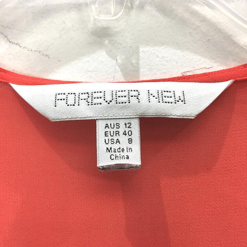 Forever New Red Sheer Ruffled Short Sleeve Tie Up Midi Dress Ladies Size AU 12