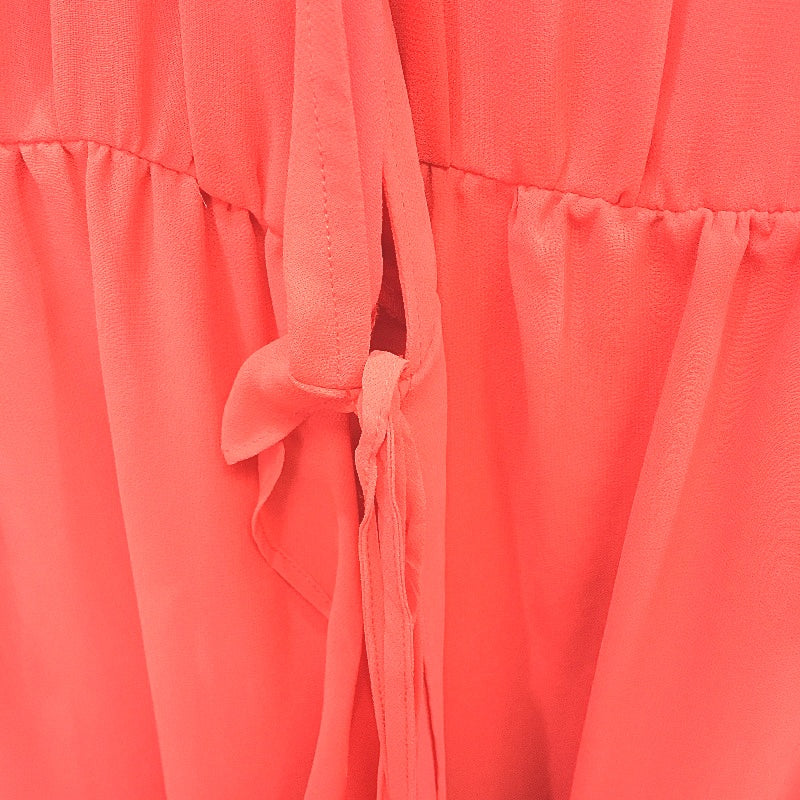 Forever New Red Sheer Ruffled Short Sleeve Tie Up Midi Dress Ladies Size AU 12