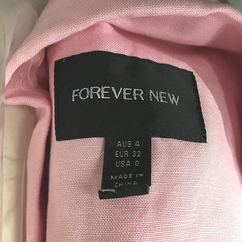 Forever New Light Pink Linen Blend Double Breasted Blazer Ladies Size AU 4 NEW