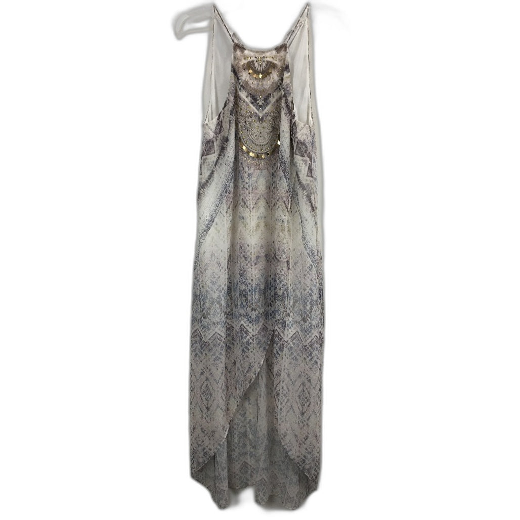 Forever New Patterned Sheer Gold Decorated Midi Dress Ladies Size AU 10 NEW