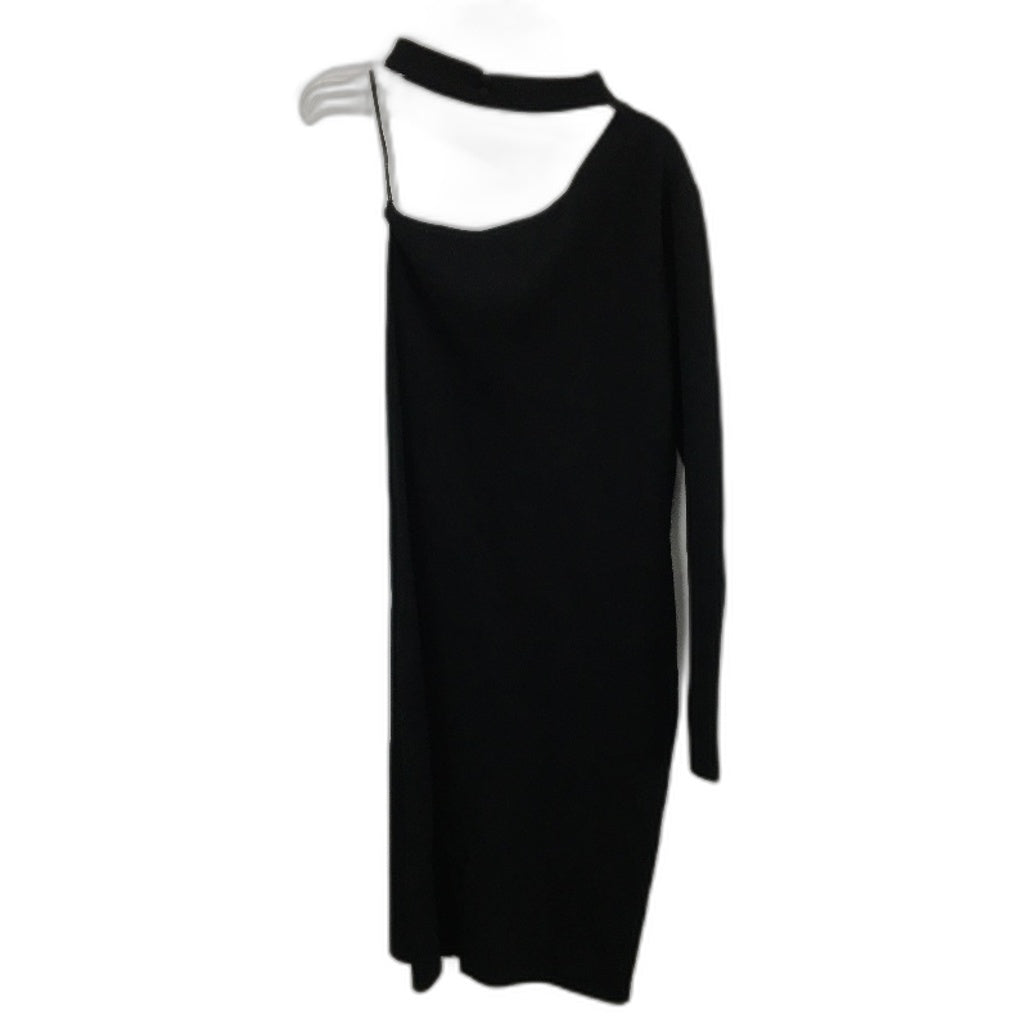 Ever New Black Long Sleeve One-Shoulder Choker Midi Dress Ladies Size AU 16 NEW