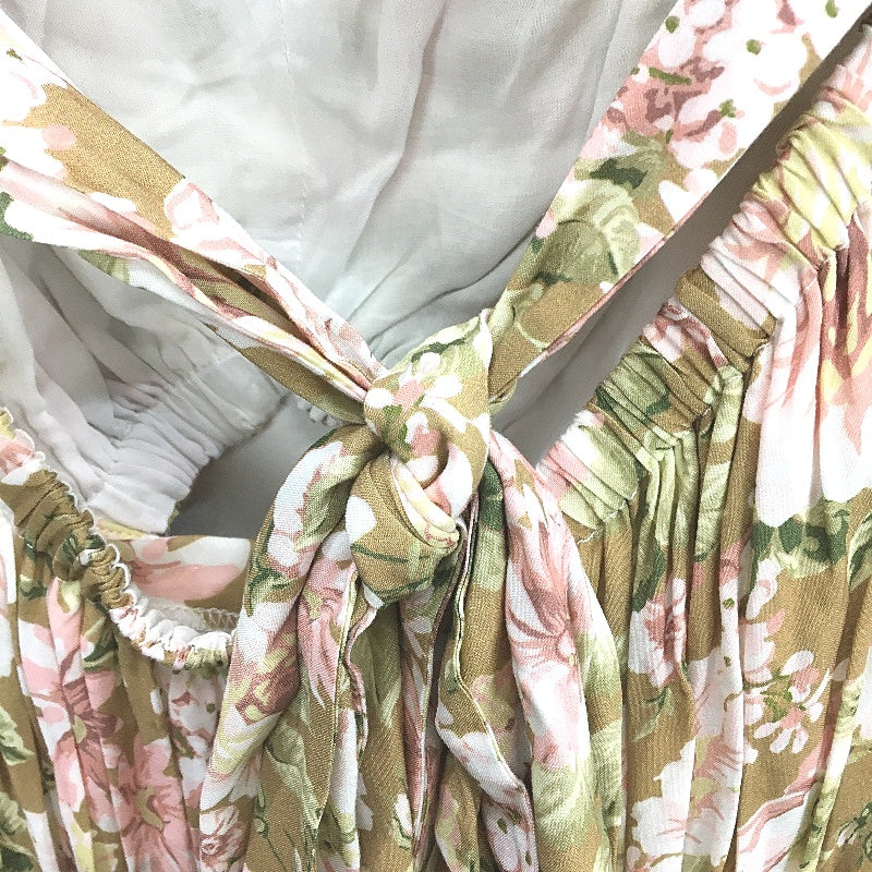 Forever New Green Floral Pattern Cross Back Flowy Midi Dress Ladies Size AU 8