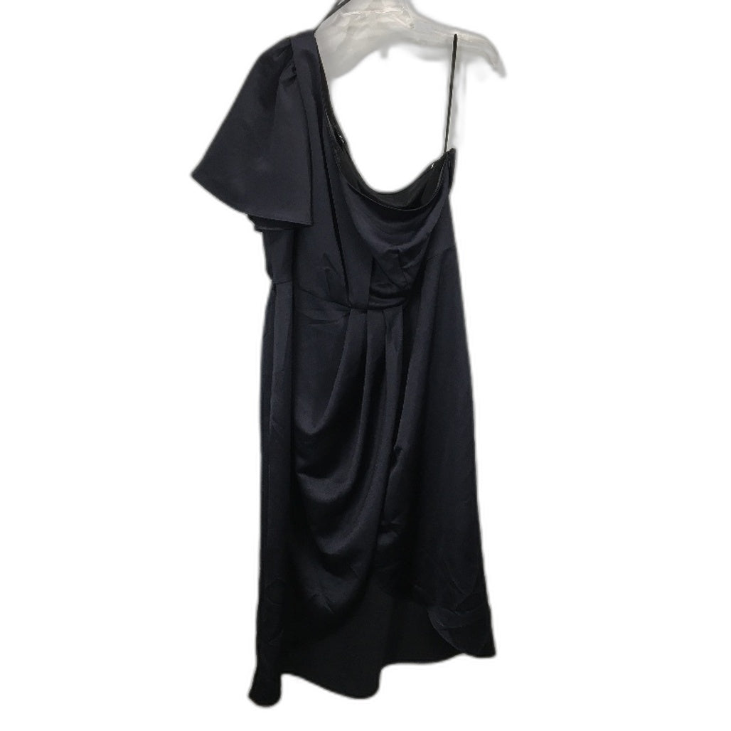 Forever New Navy One-Shoulder Short Sleeve Smooth Midi Dress Ladies Size AU 16