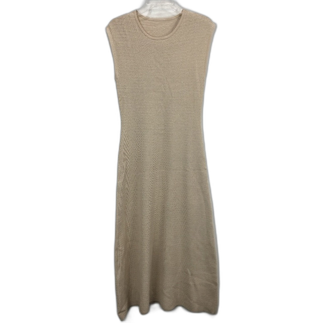 Beige Knit Tank Singlet Sheer Midi Dress Beach Casual Ladies Size Medium