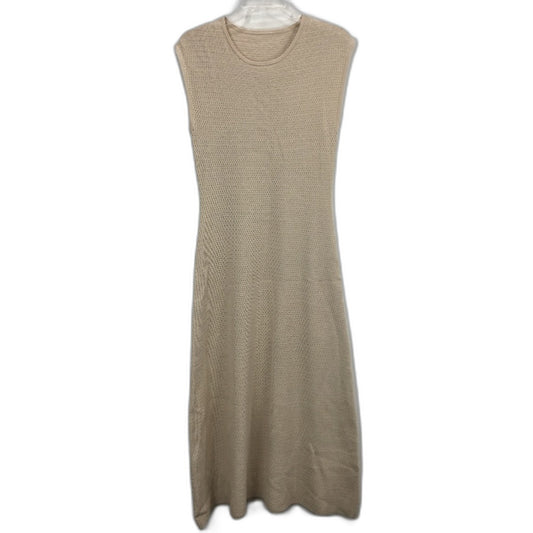 Beige Knit Tank Singlet Sheer Midi Dress Beach Casual Ladies Size Medium
