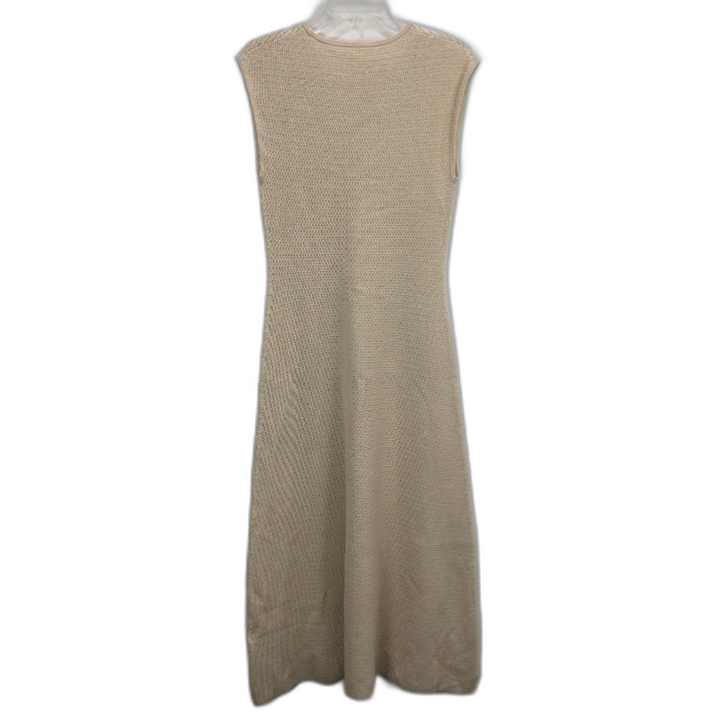 Beige Knit Tank Singlet Sheer Midi Dress Beach Casual Ladies Size Medium