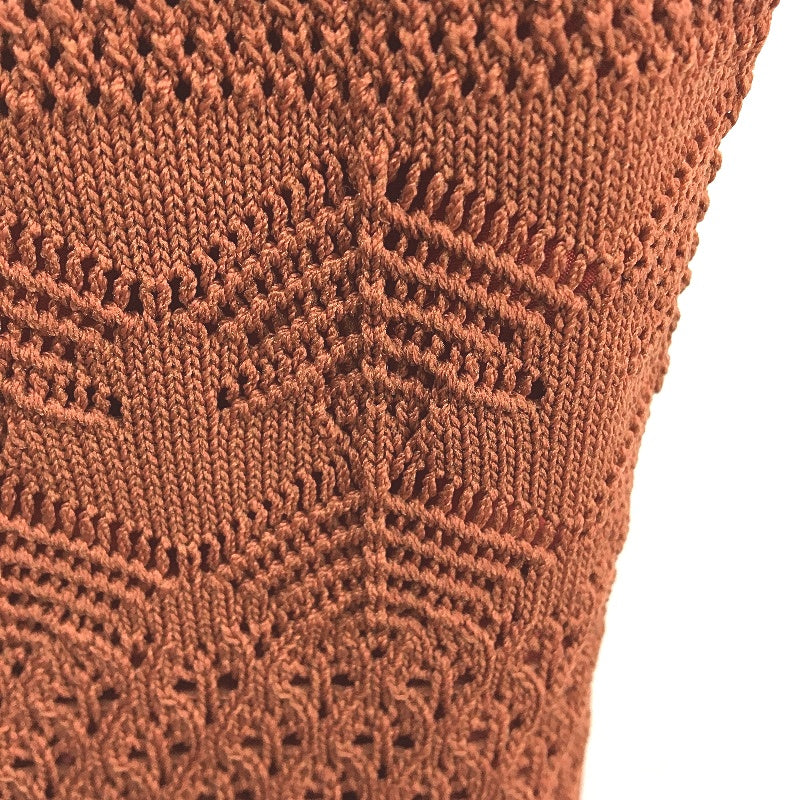 Brown Knit Open-Back Patterned Midi Tank Dress Beach Casual Ladies Size Small