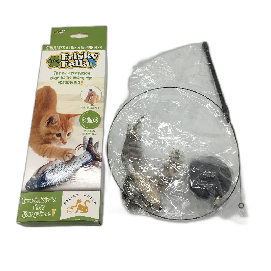 Feline World 7 Piece Toy Box Inc Roley Grooming Mitt & Comb Teaser Bird NEW