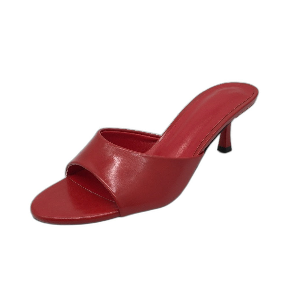 Billini Red Gally Slip On Peep Toe Mid Heeled Mule Shoes Ladies Size 7 NEW