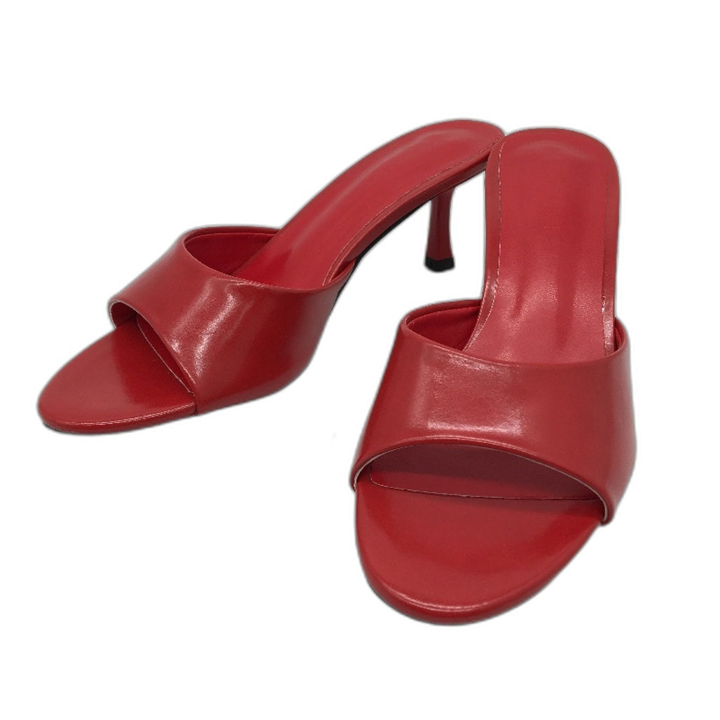 Billini Red Gally Slip On Peep Toe Mid Heeled Mule Shoes Ladies Size 7 NEW