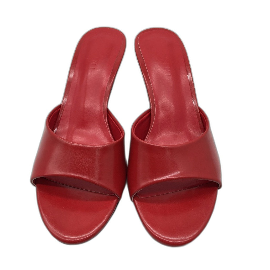 Billini Red Gally Slip On Peep Toe Mid Heeled Mule Shoes Ladies Size 7 NEW