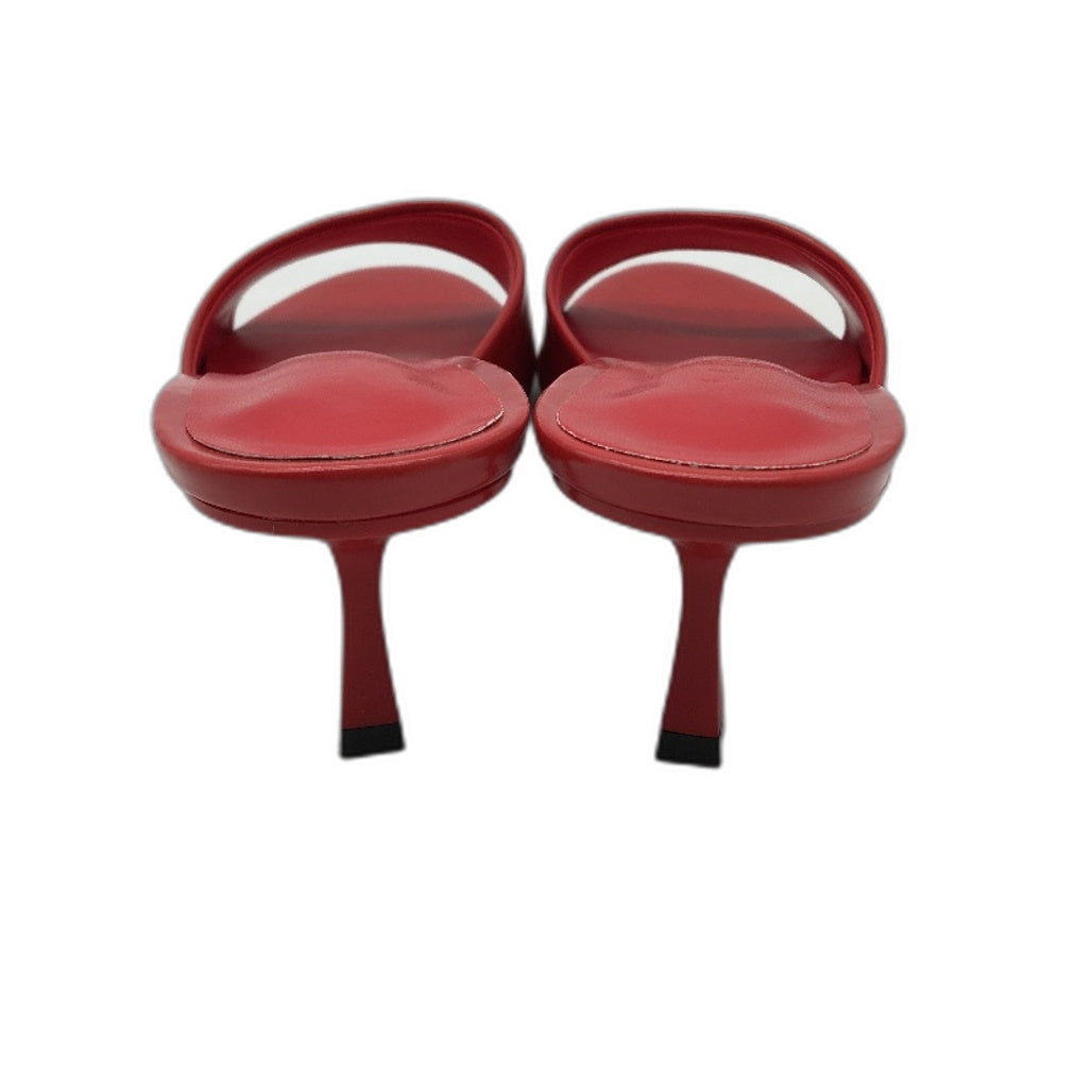 Billini Red Gally Slip On Peep Toe Mid Heeled Mule Shoes Ladies Size 7 NEW