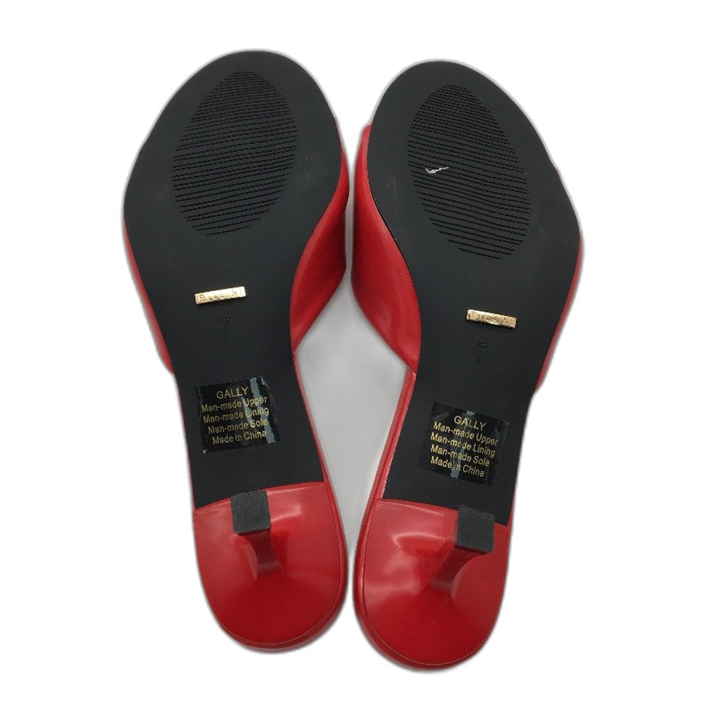 Billini Red Gally Slip On Peep Toe Mid Heeled Mule Shoes Ladies Size 7 NEW