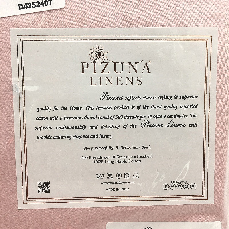 Pizuna Linens 2 Pack Pink Soft Cotton Queen Size Pillowcase 500 Thread Count NEW