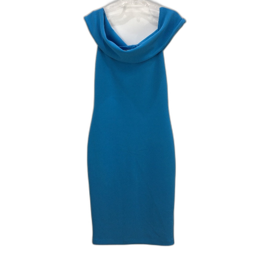 Forever New Blue Bodycon Off-Shoulder Split Mini Dress Ladies Size AU 14 NEW