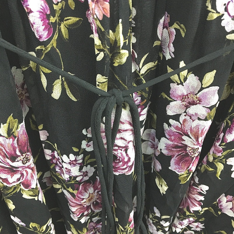 Forever New Black Long Sleeve Floral Layered Ruffle Midi Dress Ladies Size AU 8