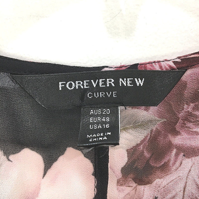 Forever New Black Floral Short Sleeve Twist Midi Dress Ladies Size AU 20 NEW