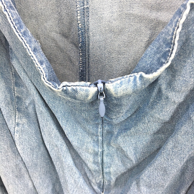 Forever New Blue Denim Open Tie-Back Ruffle Playsuit Ladies Size AU 16 NEW