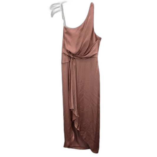 Forever New Rose Gold One-Shoulder Silky Twist Midi Dress Ladies Size AU 10 NEW