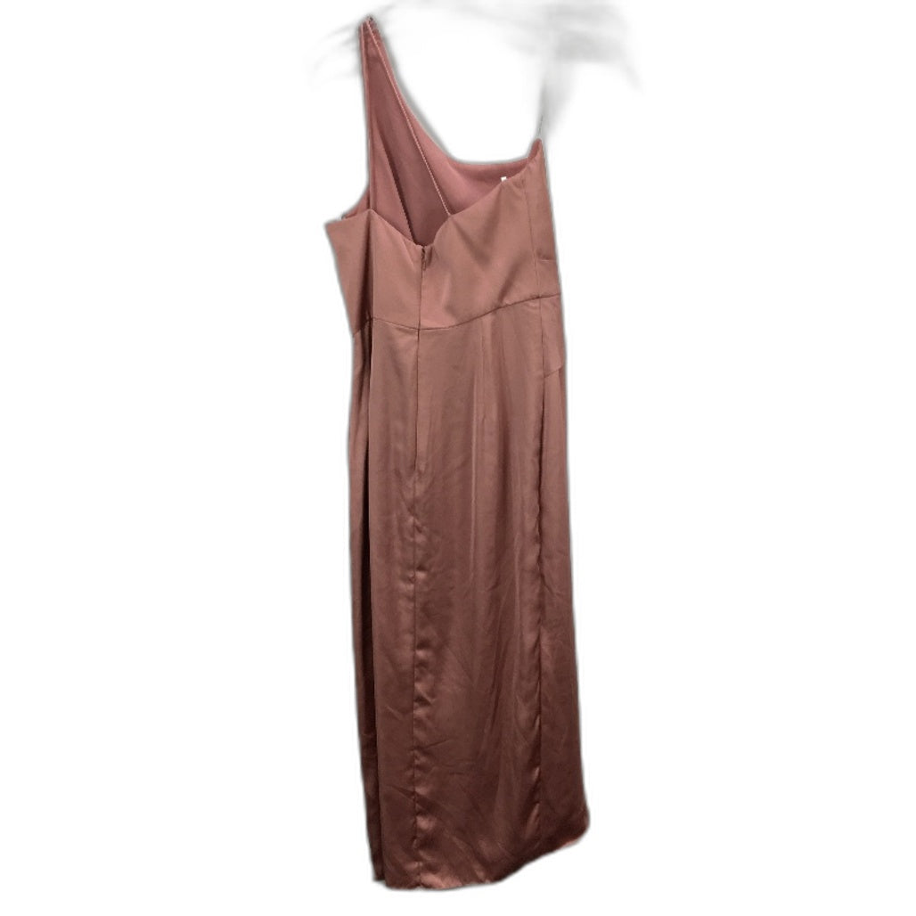Forever New Rose Gold One-Shoulder Silky Twist Midi Dress Ladies Size AU 10 NEW