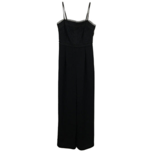 Ever New Black Lace Pattern Top Smooth Wide Leg Jumpsuit Ladies Size AU 6 NEW