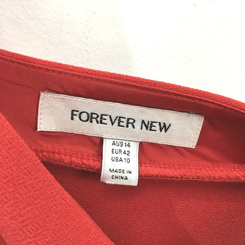 Forever New Red Plain Bodycon Split Zip-Back Midi Dress Ladies Size AU 14 NEW