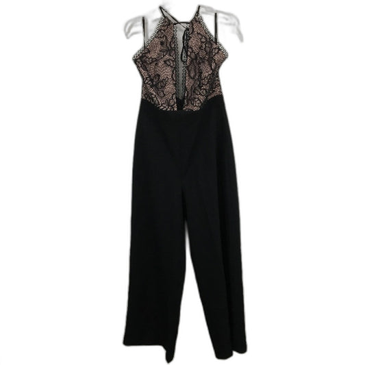 Ever New Black Floral Embroidered Trim Wide Leg Jumpsuit Ladies Size AU 14 NEW