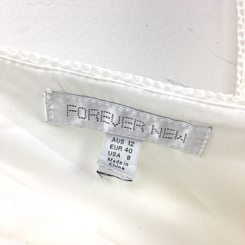 Forever New White Thick Mesh Cross Back A-Line Midi Dress Ladies Size AU 12 NEW