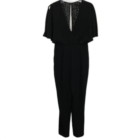 Forever New Black Embroidered Slim Leg Short Sleeve Jumpsuit Ladies Sz AU 8 NEW