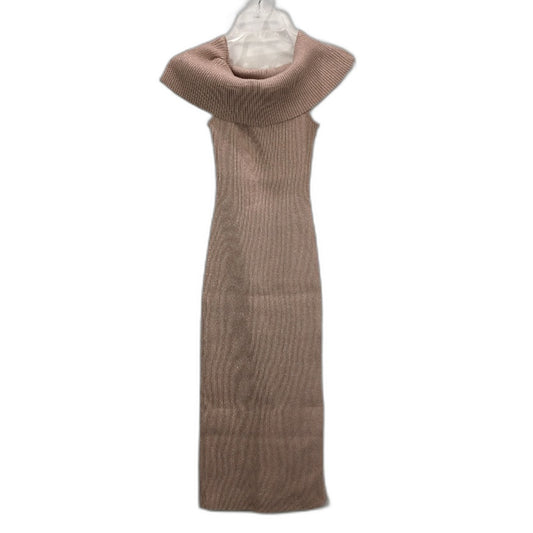 Forever New Pink Off-Shoulder Sparkly Ribbed Midi Dress Ladies Size AU 10 NEW