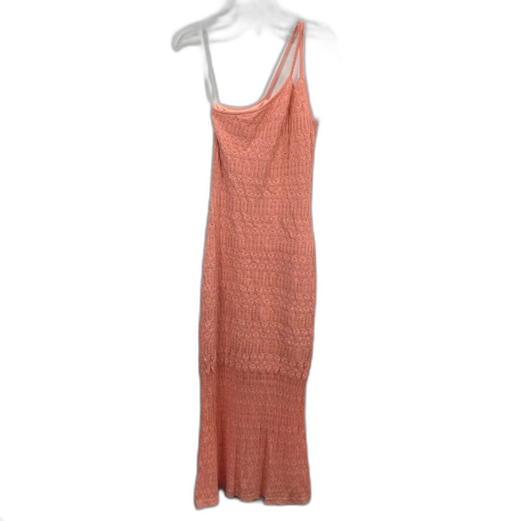 Forever New Peach One-Shoulder Knit Patterned Midi Dress Ladies Size AU 8/10 NEW