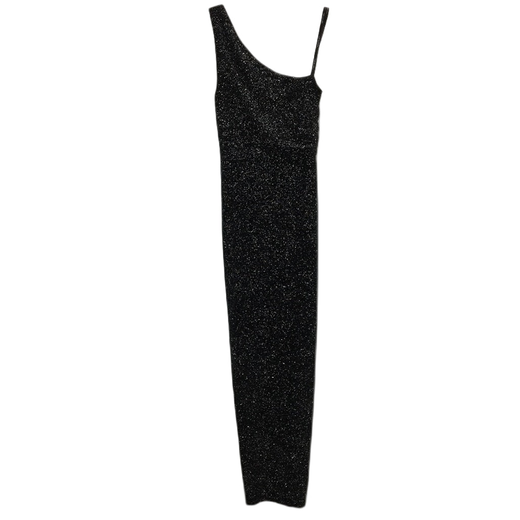Forever New Black Sparkly One-Shoulder Bodycon Midi Dress Ladies Size AU 6 NEW