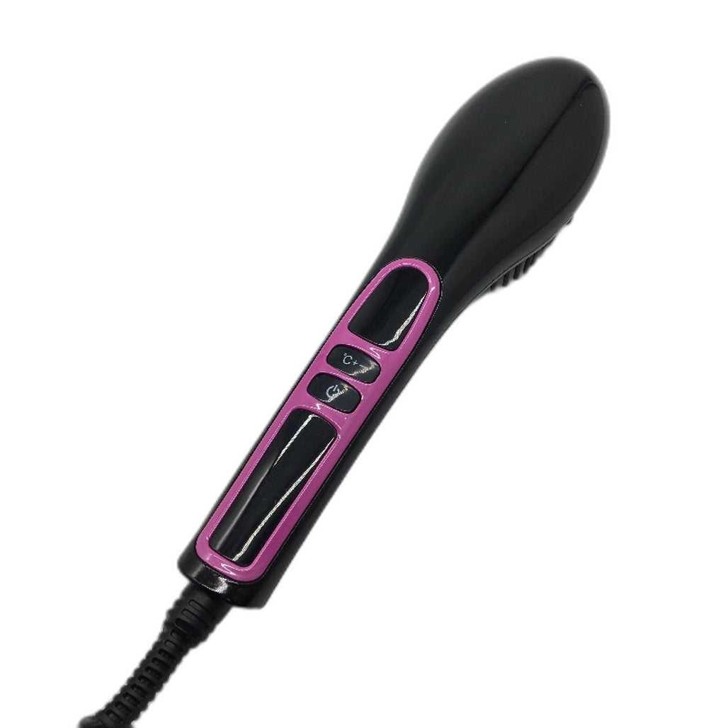Heated Hair Straightener Brush Ceramic Coated Plate 360 Swivel Power Cord