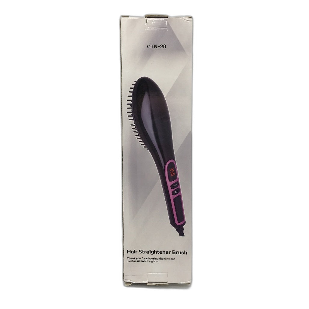 Heated Hair Straightener Brush Ceramic Coated Plate 360 Swivel Power Cord