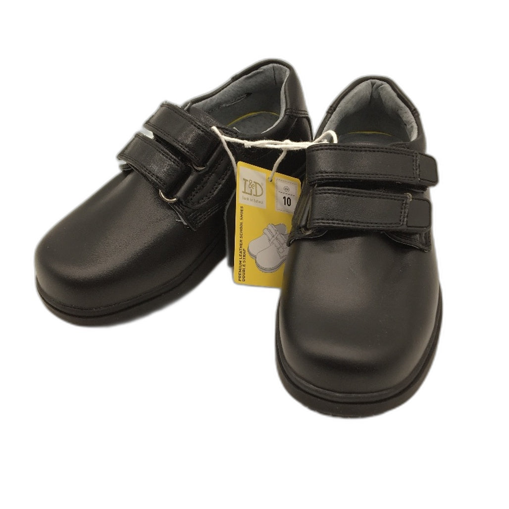 Lily & Dan Premium Leather Double Strap Black School Shoes Kids Size AU 10 NEW