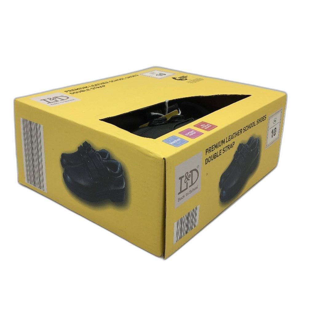 Lily & Dan Premium Leather Double Strap Black School Shoes Kids Size AU 10 NEW