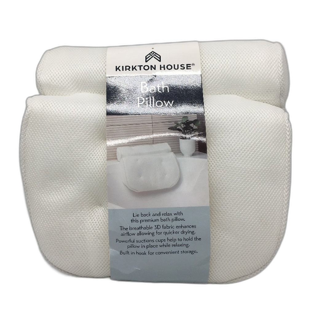 Kirkton House Breathable 3D Mesh White Fabric Quick Drying Bath Pillow NEW
