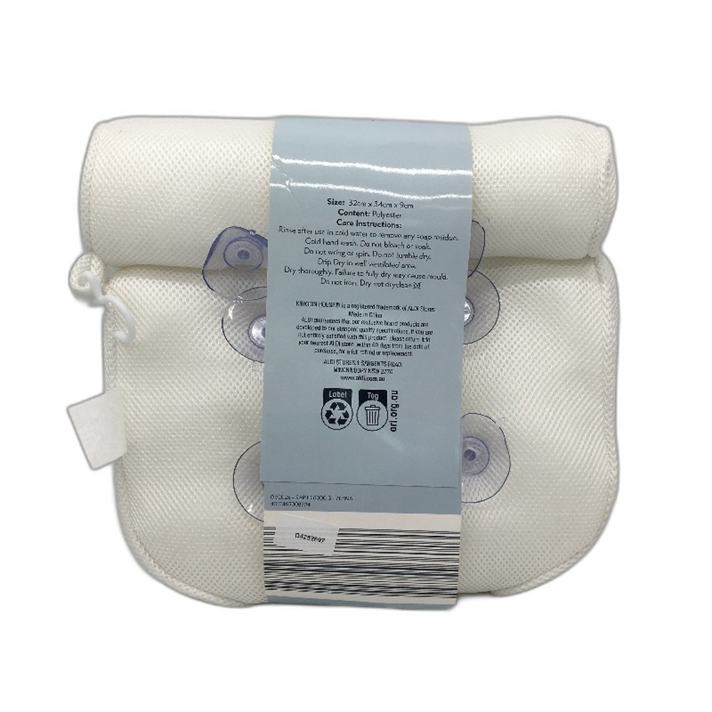 Kirkton House Breathable 3D Mesh White Fabric Quick Drying Bath Pillow NEW