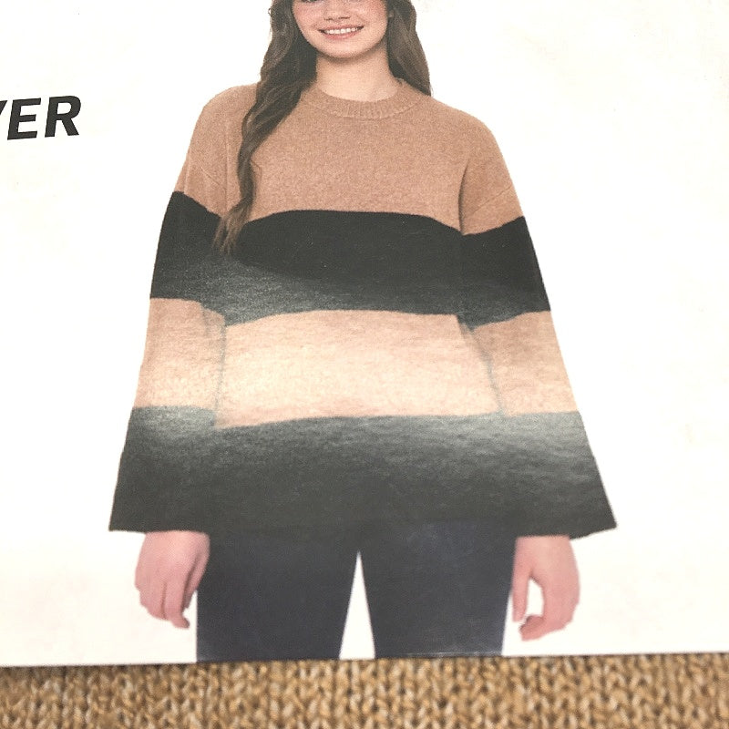 Serra Tan & Black Wide Stripe Soft Knit Pullover Jumper Ladies Size 14 NEW