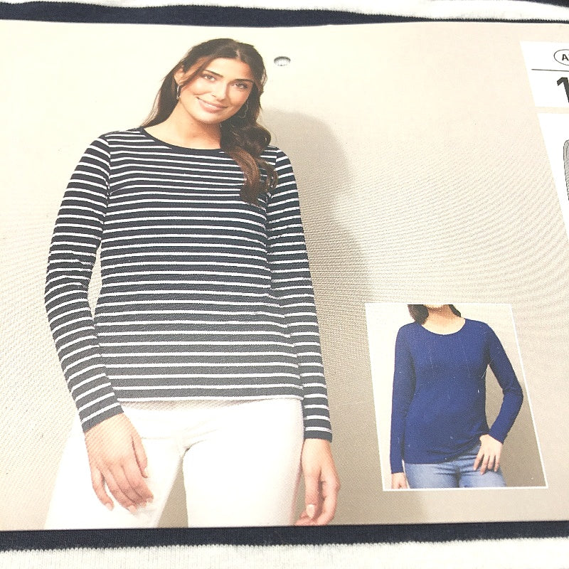 Serra 2Pce Regular Fit Long Sleeve Blue Toned Tee Pack Ladies Size 10 NEW