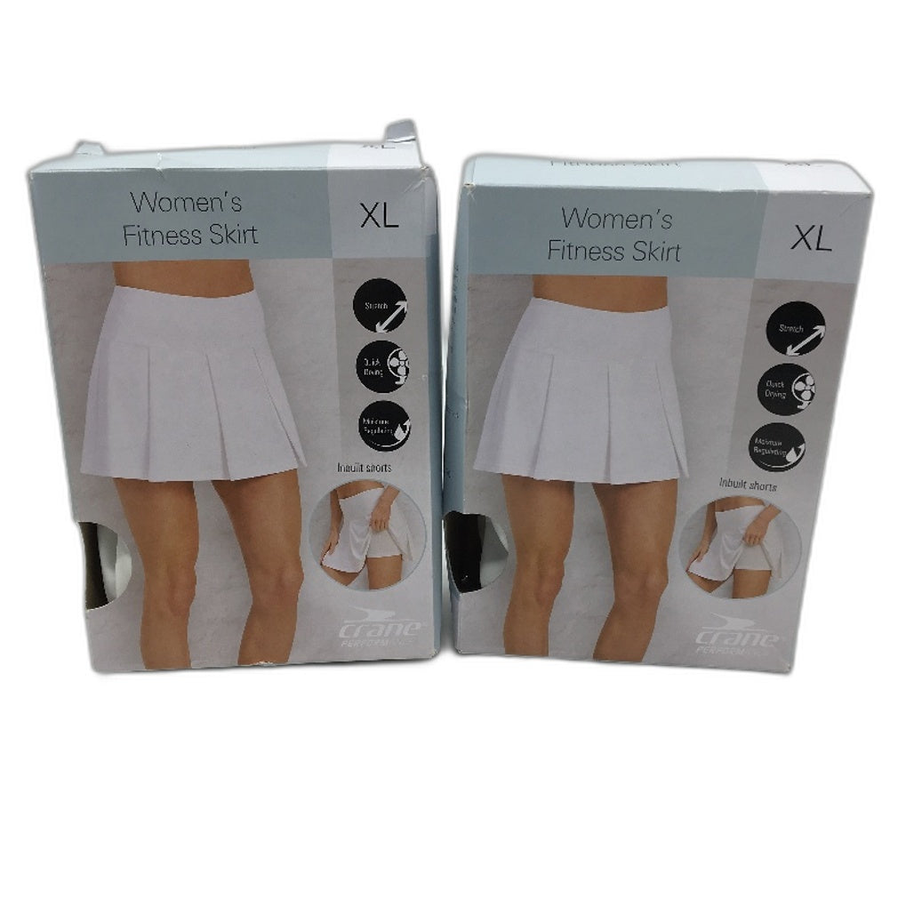 Crane Performance 2 Pack White Inbuilt Shorts Fitness Skirts Ladies Size XL NEW
