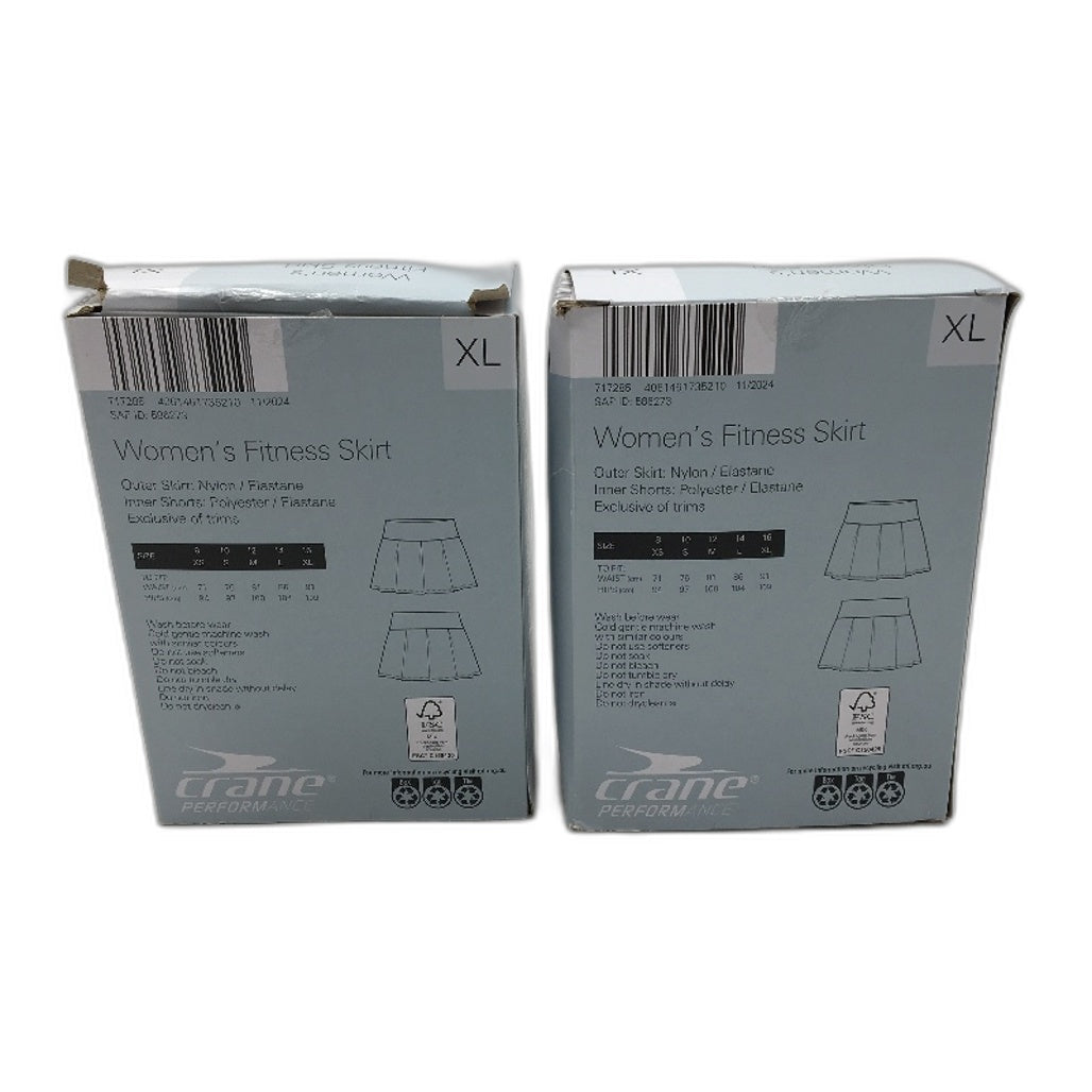 Crane Performance 2 Pack White Inbuilt Shorts Fitness Skirts Ladies Size XL NEW