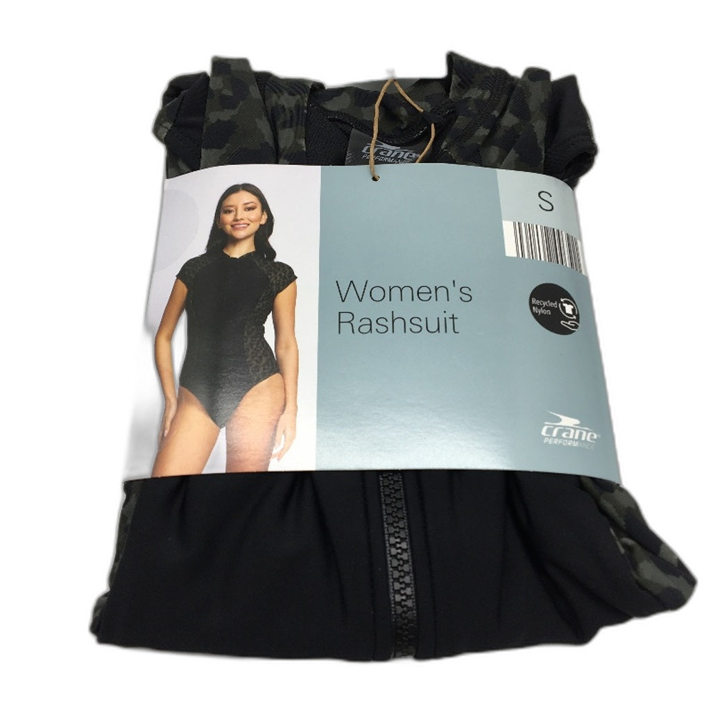 Crane Performance Black & Camo 1/4 Zip Rashsuit Swimwear Ladies Size S NEW